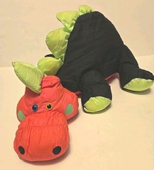 Stuffins Dinosaur Dragon Monster Plush Puffy Nylon Black & Neon Pink Parachute