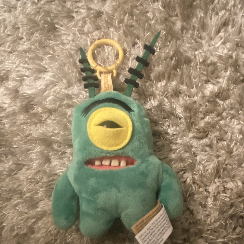 Fuggler x SpongeBob Plankton Plush Keychain Clip ZURU Funny Ugly Monster NWT