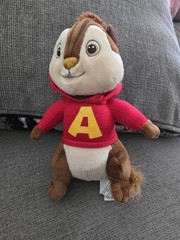 Alvin and the Chipmunks Plush Toy 8” Movie 2011 Red Hoodie 20th Century Fox RARE