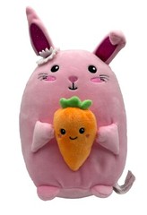 2022 Iscream 9” Pink Easter Soft Squish Bunny W/Carrot Plush RARE!!