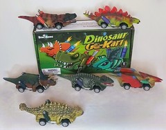 DINOBROS Pull Back Dinosaur Toy Cars 6 Pack Dino Roadster