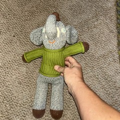 BlaBla Kids Knit Elephant Doll Hercule Green Sweater Derby Hat 18″ Peru