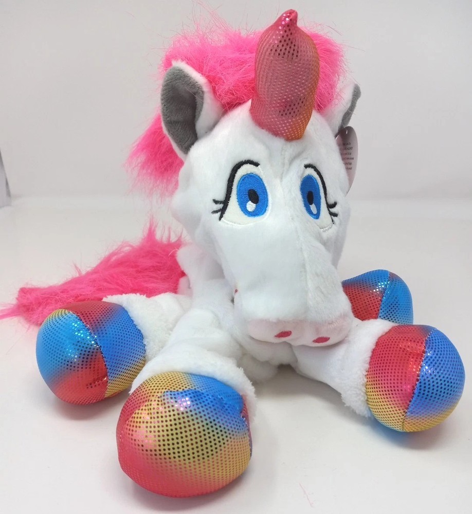 Noahs Ark Animal Workshop Plush Unicorn Rainbow Zip Open To Stuff 12″