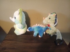 Lot Of 3 Dinosaur Plush Stuffed Animal Triceratops And Brontosaurus