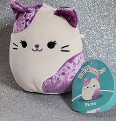 Squishmallows Velvet Squad Rune the Purple Calico Cat 5″ NWT Easter Spring