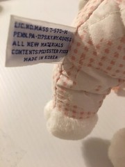 Vintage White Bear From the World of Smile Plush 1989 Pink Quilted EUC