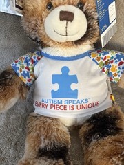 🧸NWT Build-A-Bear Champ “Autism Speaks Awareness” Calico Brown Bear 16”
