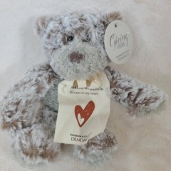 DEMDACO Giving Bear LUCKY To Know You 8″ Mini Frosted Gray Brown Soft Baby Plush