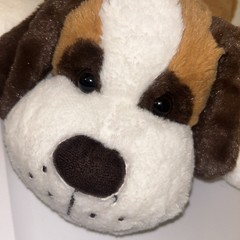 HugFun Walmart Brown White Puppy Dog 16″ Plush St Bernard Floppy Red Bow