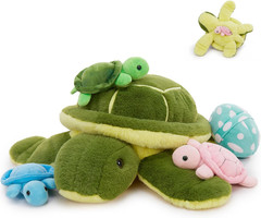 5Pcs Turtle Stuffed Animals with Babies Inside, 17.5 Inch Cute Stuffed Turtle Pl