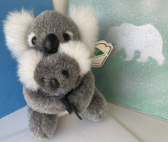 NEW Australian Plush Koala Bear MAMA & BABY Gray/White Stuffed Animal Toy ~ 8.5″