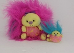 Li’l Fursons Tyco 1995 Momma And Baby Furson Plush Pink Yellow Baby Troll