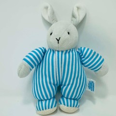 Vintage 1994 Eden Goodnight Moon Bunny Rabbit Plush Blue White Striped Pajamas