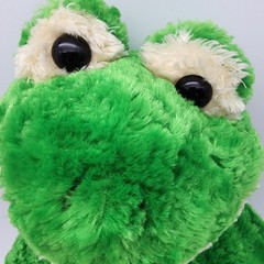 Build a Bear Frog Plush Stuffed Animal Toy 17″ Fuzzy Green Smiling Head Tilt BAB