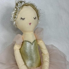 Mon Ami Designs Ballerina Plush Doll Medium Pink Tutu Gold Shoes Soft Toy Decor