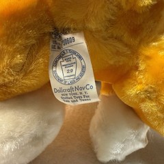 Vtg 1960s Dollcraft Novelty Company Plush Stuffed Animal Dog 14” USA Yellow