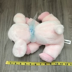 Commonwealth 2001 Pink Sheep Lamb 10” Plush Laying Animal Blue Bow Vintage