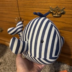 Jellycat Walter Whale Rattle Plush Blue White Stripes 9″ Baby Gift