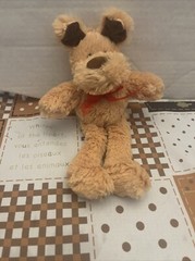 Be Mine Long Leg Puppy Golden Brown Dog w/ Red Bow UK United Kingdom Plush Toy