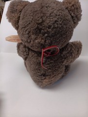 Handmade Teddy Bear JR’s Red Foot Brown Sheepskin & Leather Jointed Vtg 15″ Tags