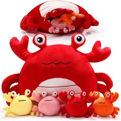 5 Pcs Crab Stuffed Animal Plush Toys Crab Mom with 4 Baby Plushies Sea Ocean …