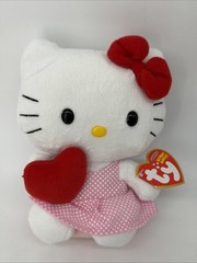Hello Kitty Plush Valentine’s Day Red Heart Sanrio Pink White Polka Dot Dress TY