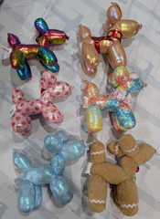 Lot of 6- Iridescent Multi-Color Balloon Dog Plushes Stuffed Animal Toy 9″