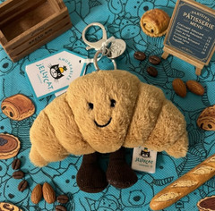 Cute Jellycat Croissant Plush Keychain – Amuseables Collectible Bag Charm – NWT