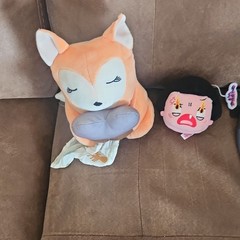 Betty Boop Plush Head Doll & Orange Fox Plush Gray Pillow Pink Black