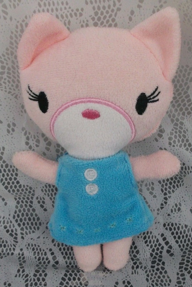 Kitty Cat Kitten Pink Blue Dress Little Small Cartoon 7″ Plush Stuffed Animal