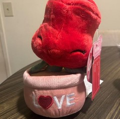Cuddly Crew Valentine Rose Plush in Pot Red Pink Green Washable Small 2023