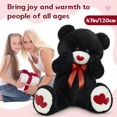Giant Teddy Bear Plush 47″,Big Bear Stuffed Animal with Heart 47 inches Black