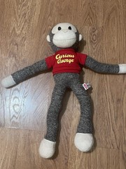 Curious George Sock Monkey Stuffed Animal Schylling 20” Knit Stuffy Embroidered