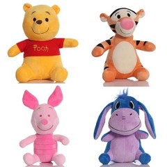 Cute Cartoon Plush Doll Bear, Donkey, Tigger & Piglet Soft Sitting Toy for Kids