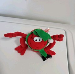 Vtg Small Red Christmas Frog Stuffed Plush 1990s-early 2000s Y2K Plush Toad