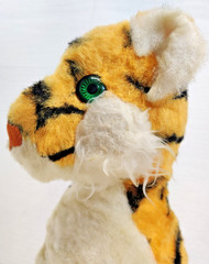 Rushton Company Sitting TIGER Plush Animal Green Eyes Atlanta Ga. VTG 50s-60s