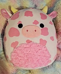 Squishmallow 16” Evangelica Pink Cow Spotted Valentines Day 2023 Fuzzy Tummy