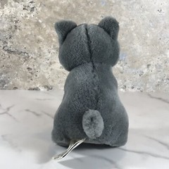 VINTAGE CASCADE TOYS GRAY WHITE SITTING KITTEN PLUSH GREEN EYES STUFFED ANIMAL