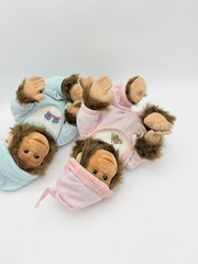Hosung Monkey Plush Set Twins Blue Pink Baby Dolls Pajamas Outfit
