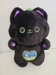 Mewaii Halloween Black Cat Plush Stuffed Animal Heart Ghost Graveyard Hug Pillow