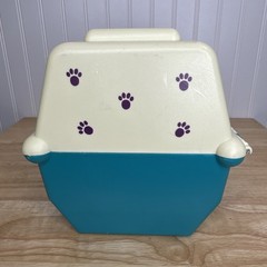 BATTAT Orange White Teal Dog Cat Pet Carrier Hard Plastic 10 x 8 Play Vet