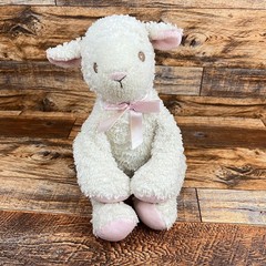 Koala Baby Vintage White Lamb Sheep Plush Stuffed Animal Satin Pink Bow Lovey