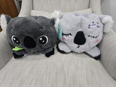 HugMe Reversible Koala Plush Gray Happy Sleeping Stuffed Animal w/ Tags NEW