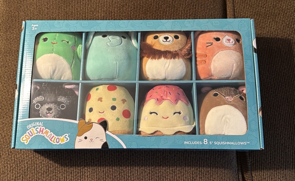 SET of 8 Squishmallows 5″ Cactus Elephant Pizza Cat Armadillo Sundae Tiger Dog