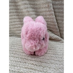FAO Schwarz Pink Plush Bunny Rabbit Rainbow Pom Pom Tail Glitter Ears Easter