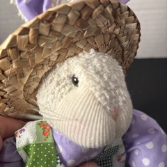Easter Creative Design LTD 15” Polka Dot/Floral Outfit Rabbit Weighted Straw Hat