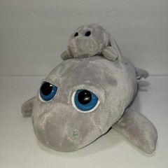Petting Zoo Manatee Mom and Baby 10″ Plush Bright Eyes Pocketz Series Tag
