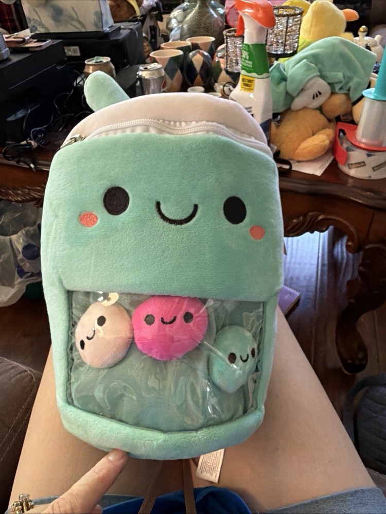 Fiesta 14” Plush Boba Milk Tea Cup with Removable Plush Boba Balls ~Mint Green