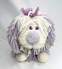 Vintage 1986 Kenner Fluppy Dogs Plush 12” Purple White Yarn Hair Dog