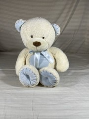 Rare Vintage Russ Baby Teddy Bear Plush Cream Blue Bow Soft Rikey Austin F1